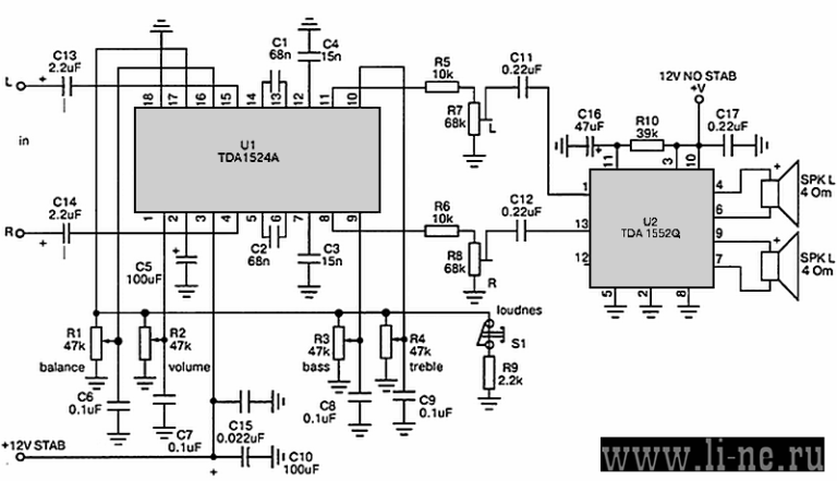 Темброблок схема tda1524a