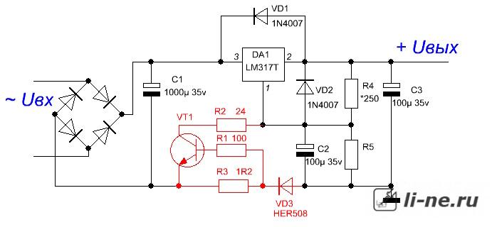 Регулируемый БП на LM317 (напряжение и ток)